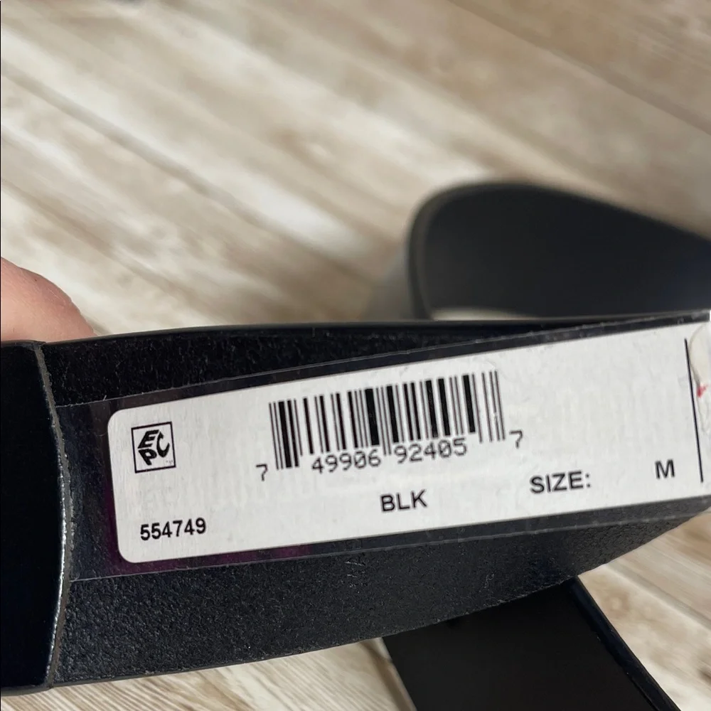 Michael Kors Black Leather Belt with Silver Logo Buckle Retails $58 NWT - Picture 2 of 4